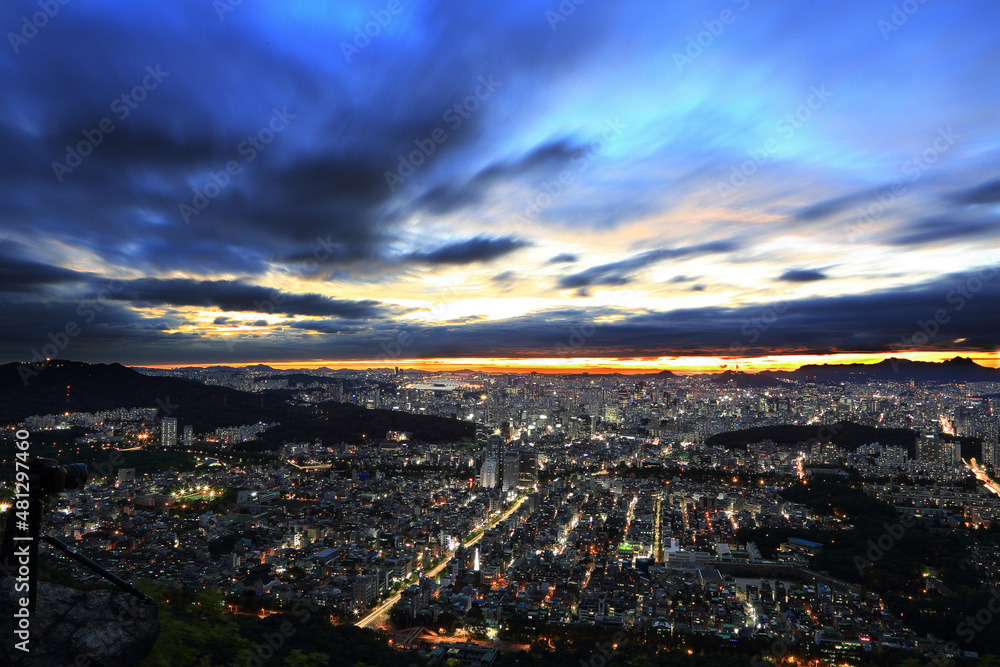 서울 야경 한강 노을 도시