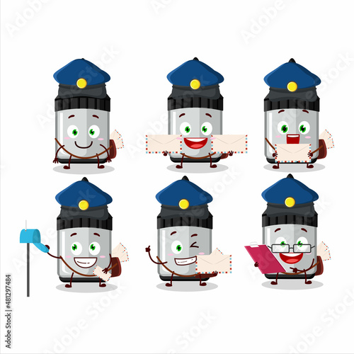 A picture of cheerful whiteboard marker postman cartoon design concept