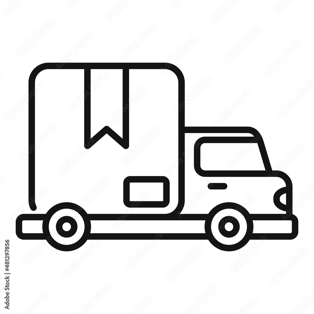Parcel truck delivery icon outline vector. Online shop Parcel truck delivery icon outline vector. Online shop