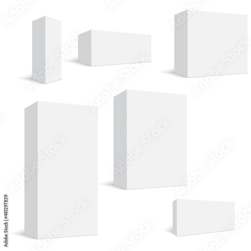 Blank package Box set isolated on white. Vector