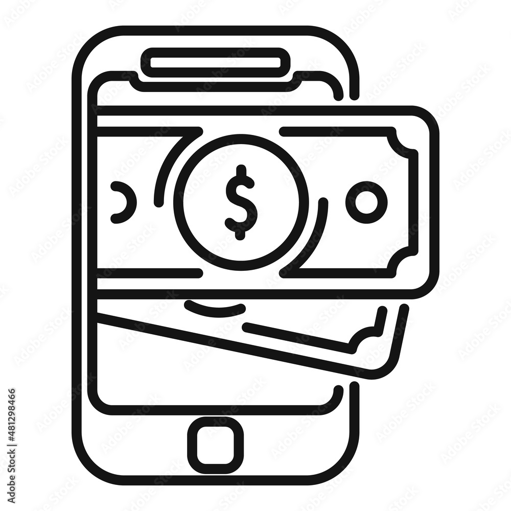 Phone money cash icon outline vector. Online buy Phone money cash icon outline vector. Online buy