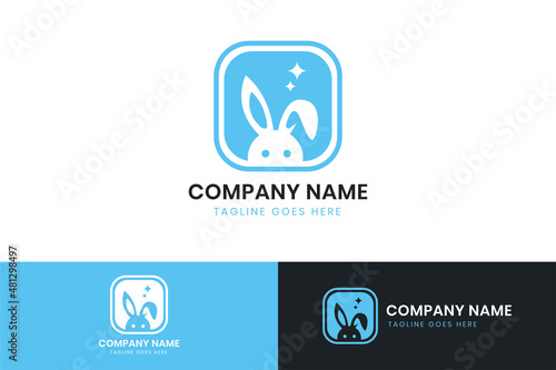 Rabbit or Bunny vector logo template and animal icon design.