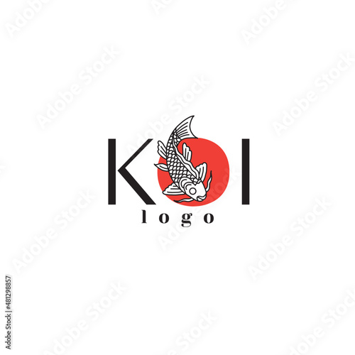 koi fish line art logo