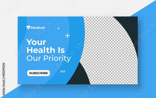 Medical healthcare youtube thumbnail and web banner template.Editable video thumbnail template
