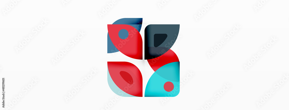 Colorful minimal geometric abstract background. Triangle shape with round elements, circles. Trendy techno business template for wallpaper, banner, background or landing Colorful minimal geometric abstract background. Triangle shape with round elements, circles. Trendy techno business template for wallpaper, banner, background or landing