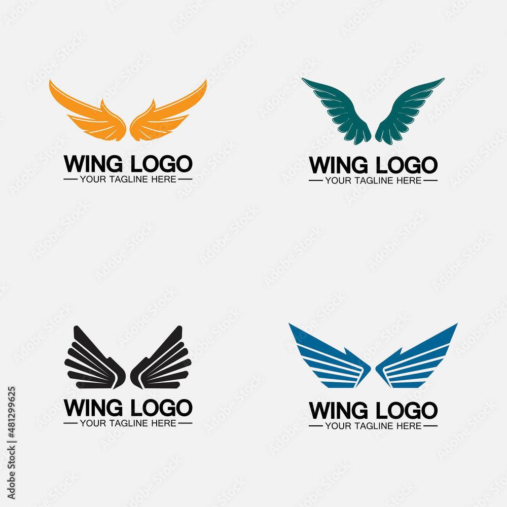 Set Wings logo vector icon symbol illustration design template Set Wings logo vector icon symbol illustration design template