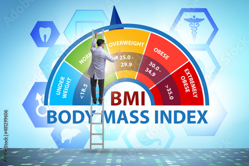 Concept of BMI - body mass index with nutritionist