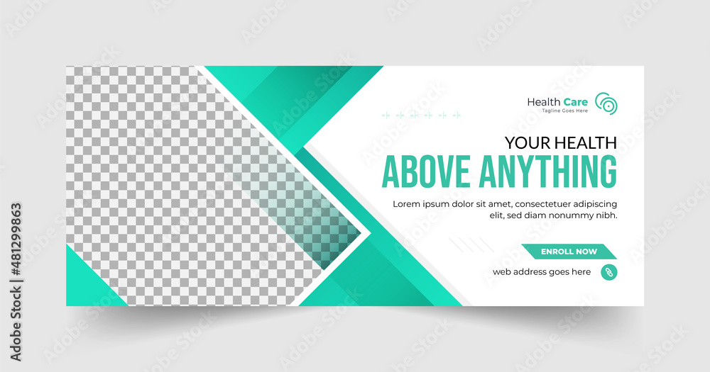Medical healthcare service facebook cover and web banner design template