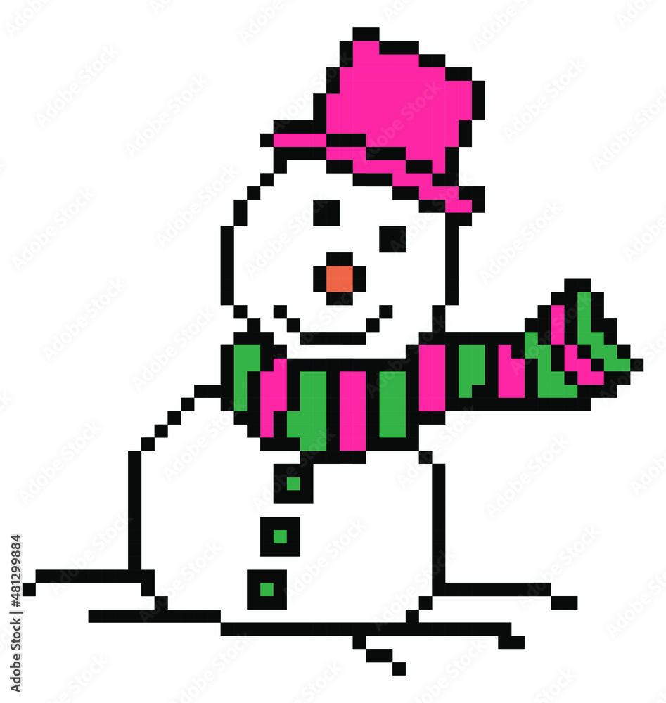 Fototapeta premium snowman pixel art.