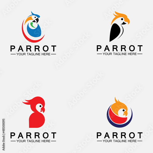 Set Parrot Logo Design Vector Template