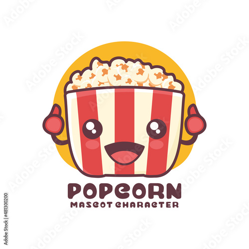 vector popcorn cartoon mascot, suitable for, logos, prints, stickers, etc