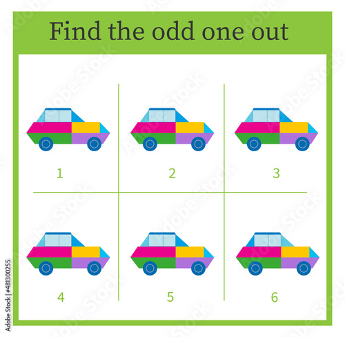 Find the odd one out. Visual logic puzzle for children. Vector illustration