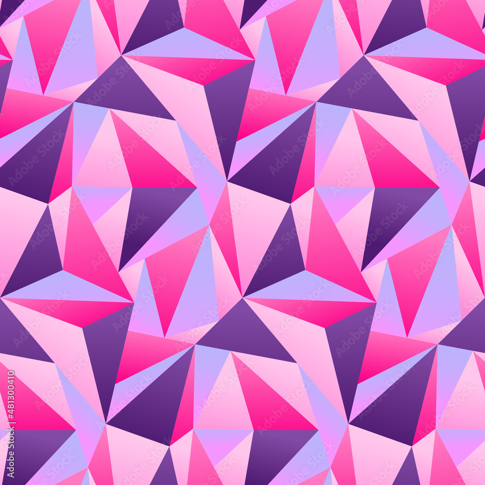 Obraz premium Purple Pink Polygon Geometric Vector Seamless Pattern Design