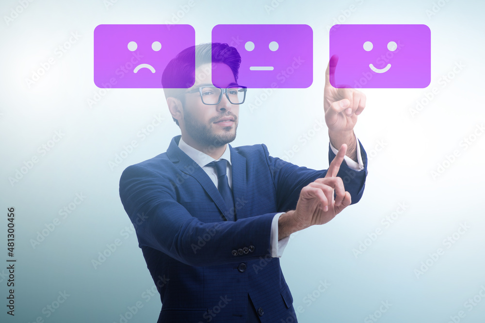 Businessman in customer feedback concept Businessman in customer feedback concept