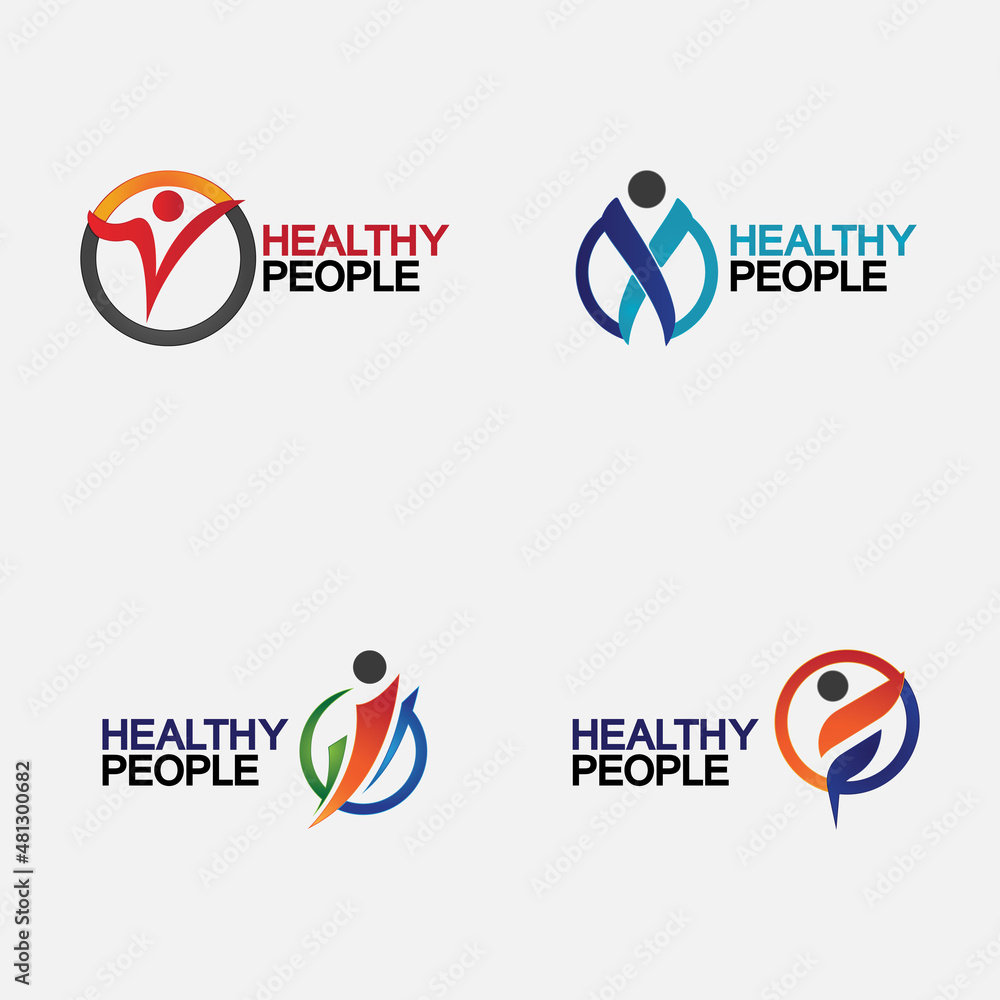 Set Health People Logo Vector illustration Design Template Set Health People Logo Vector illustration Design Template