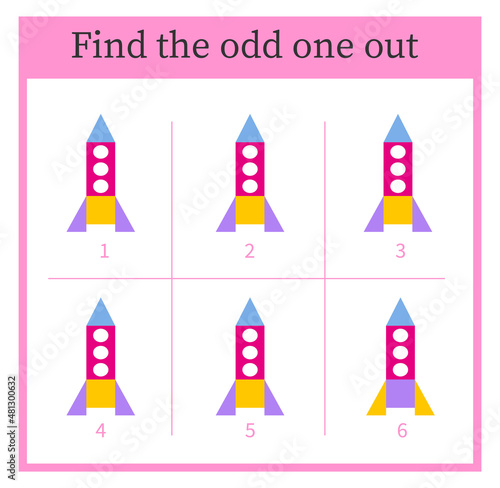 Find the odd one out. Visual logic puzzle for children. Vector illustration
