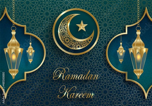 Ramadan Kareem design on Islamic background
