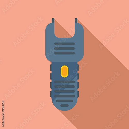 Taser protection icon flat vector. Police gun