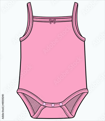 PINK STRAP BODYSUIT WITH CUTE BOW DETAIL FOR BABY GIRLS AND TODDLER GIRLS IN EDITABLE VECTOR FILE
