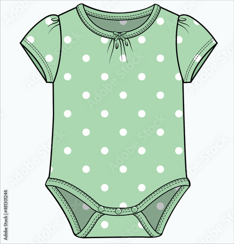 PUFF SLEEVES POLKA DOT BODYSUIT FOR BABY GIRLS AND TODDLER GIRLS IN EDITABLE VECTOR FILE