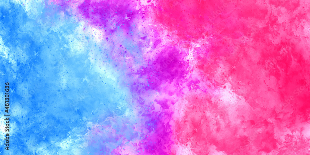 Obraz premium Watercolor painted background with blots and splatters. Brush stroked painting. blur sky pink and red graphic design. abstract modern grunge background texture colorful digital.