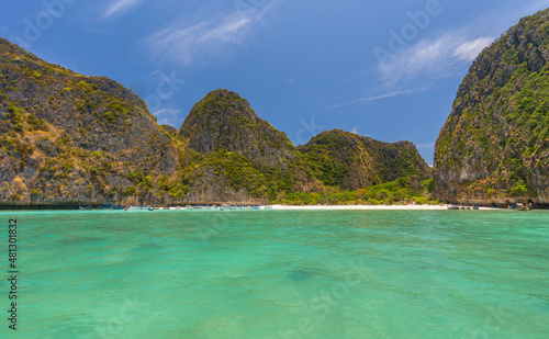 Famous Maya Bay beach on Phi-Phi Lee island in Thailand.