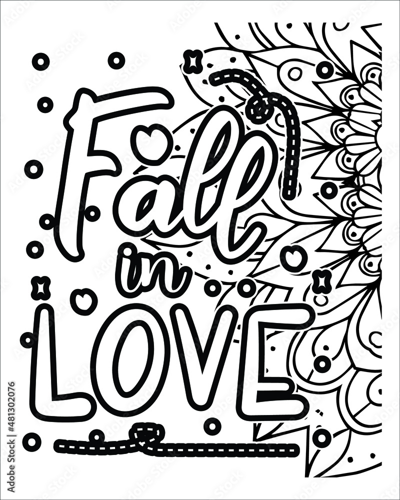 Motivational quotes lettering coloring page, inspirational quotes coloring book page