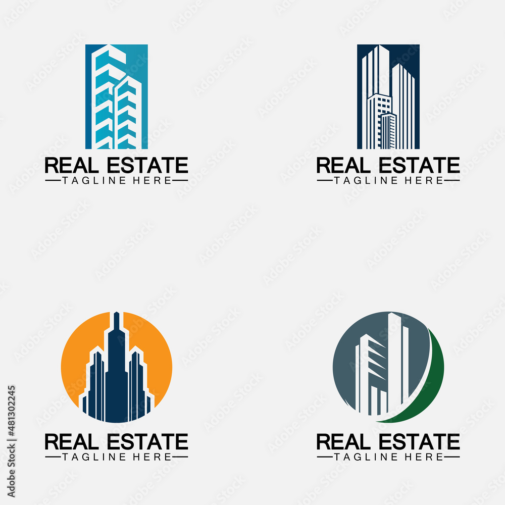 Fototapeta premium Set Real Estate Business Logo Template, Building, Property Development, and Construction Logo Vector