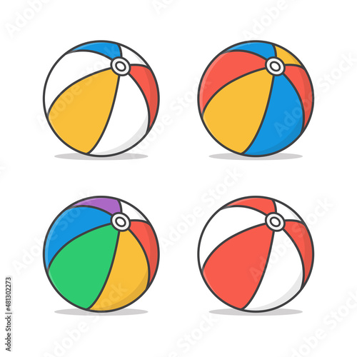 Beach Ball Vector Icon Illustration. Rainbow Ball.  Colored Beachball. Concept Of Summer Holiday
