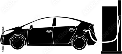 燃料補給する自動車のイメージ「シルエット」