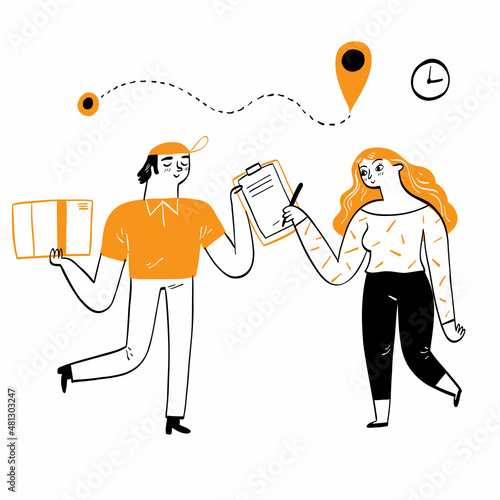 Online delivery service concept, online order tracking, Delivery home and office