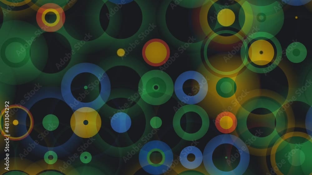 The abstract motion of blinking circles disk appears and disappears in the dark. Bokeh effect on Christmas lights against a solid black background - Animation Motion Graphics The abstract motion of blinking circles disk appears and disappears in the dark. Bokeh effect on Christmas lights against a solid black background - Animation Motion Graphics