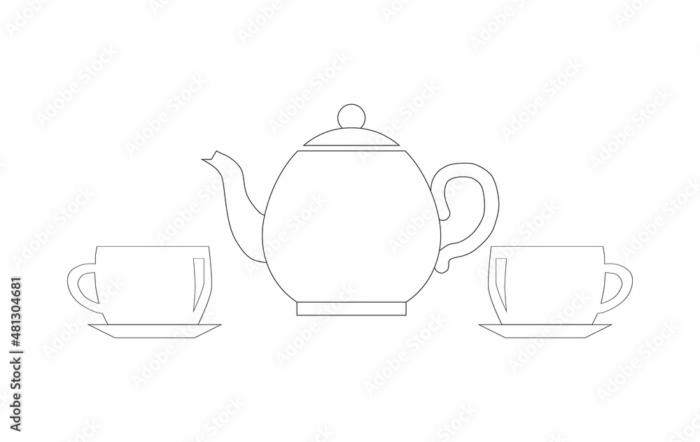 Teapot with cups for coffee, tea for two. Teapot icon with cups. Vector illustration Teapot with cups for coffee, tea for two. Teapot icon with cups. Vector illustration