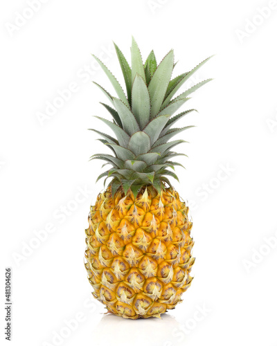 Ripe and beautiful yellow pineapple fruit isolated on white background