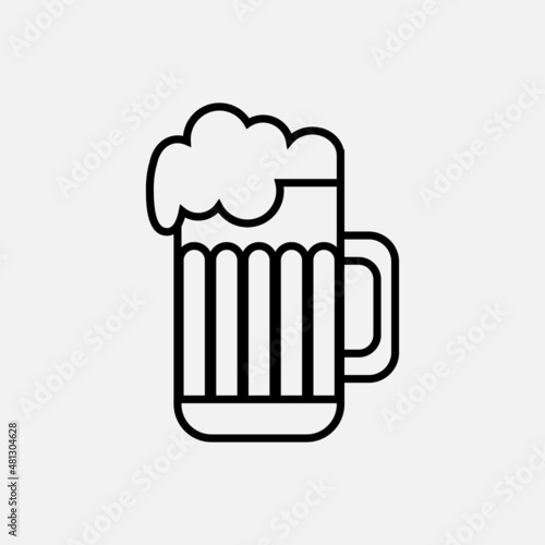 Beer icon,Beer symbol. Designation of glass contour. Craft beer concept. Beer mug icon in outline style. Vector illustration