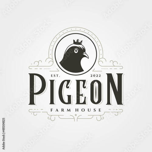 vector of pigeon logo vintage illustration design, dove logo design