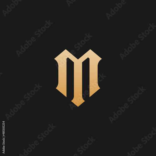 Initial M Monogram Logo Template Vector Illustration Isolated in Black White Background