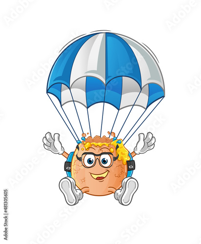 Fototapeta Naklejka Na Ścianę i Meble -  broken egg skydiving character. cartoon mascot vector