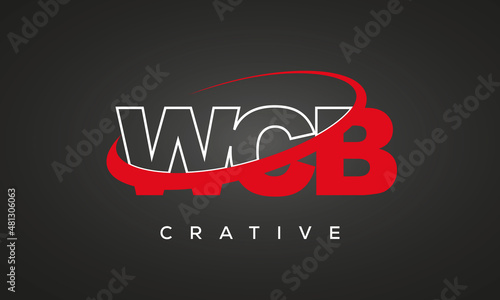 WCB creative letters logo with 360 symbol vector art template design