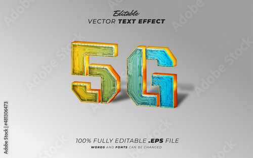 5G network with 3D isometric style editable text effect