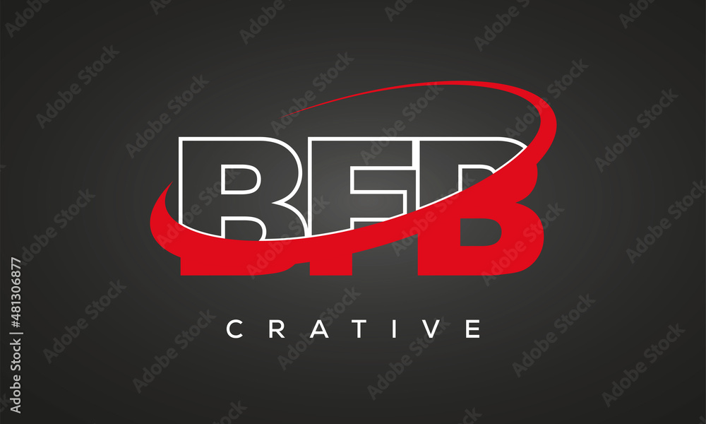 BFB creative letters logo with 360 symbol vector art template design