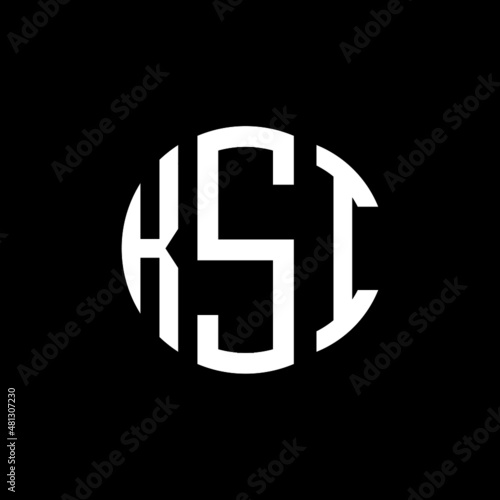 KSI letter logo design. KSI modern letter logo with black background. KSI creative  letter logo. simple and modern letter KSI logo template, KSI circle letter logo design with circle shape. KSI   photo