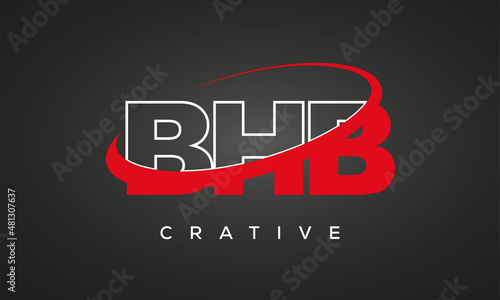 BHB creative letters logo with 360 symbol vector art template design photo