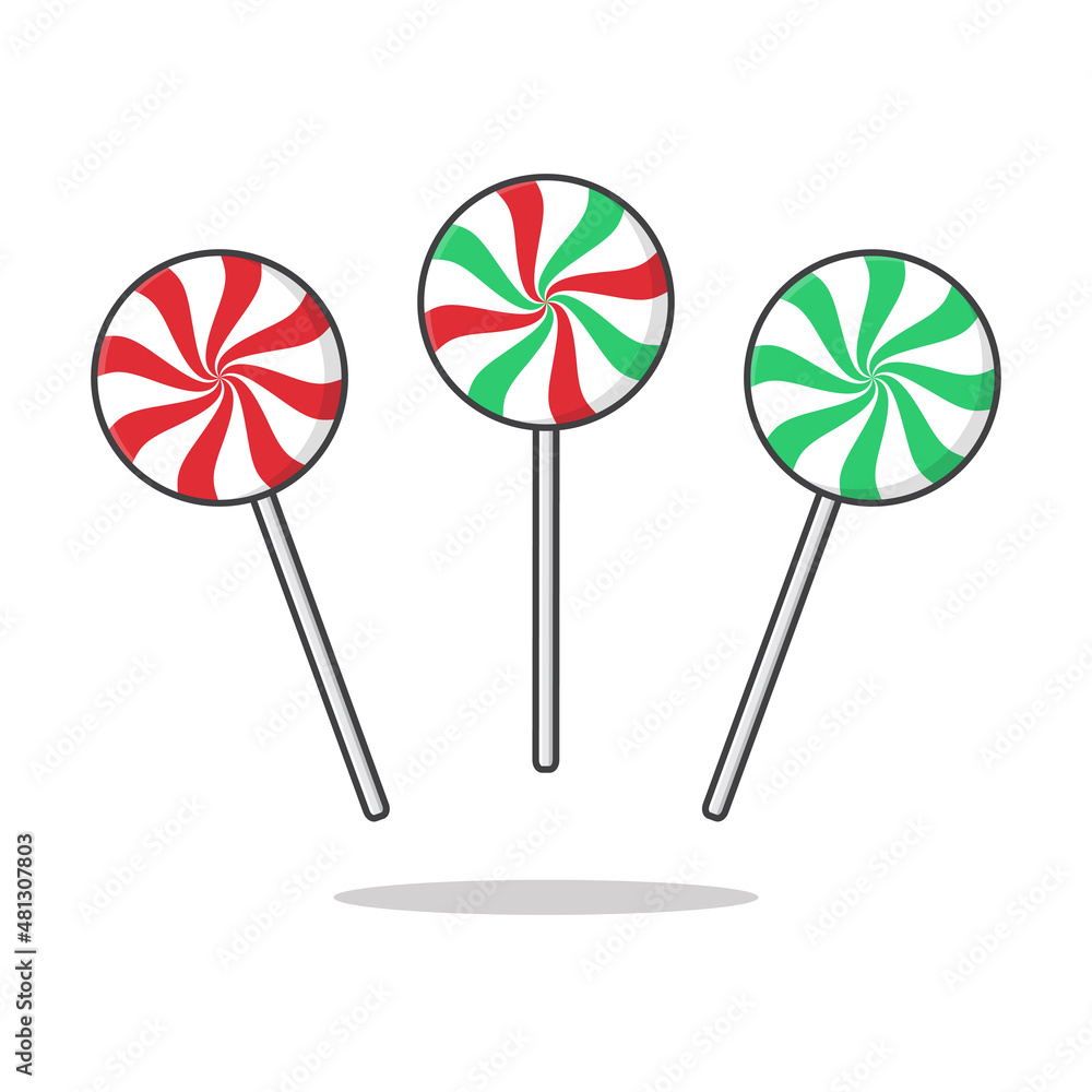 Lollipop Candy Vector Icon Illustration. Twisted Or Swirling Lollipops Flat Icon Lollipop Candy Vector Icon Illustration. Twisted Or Swirling Lollipops Flat Icon