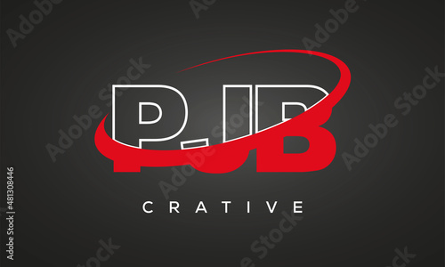 PJB creative letters logo with 360 symbol vector art template design photo