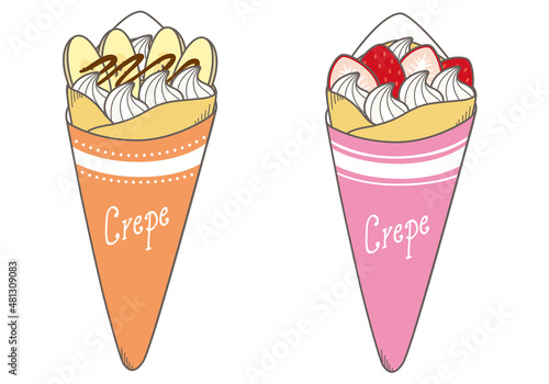 苺クレープとチョコバナナクレープ