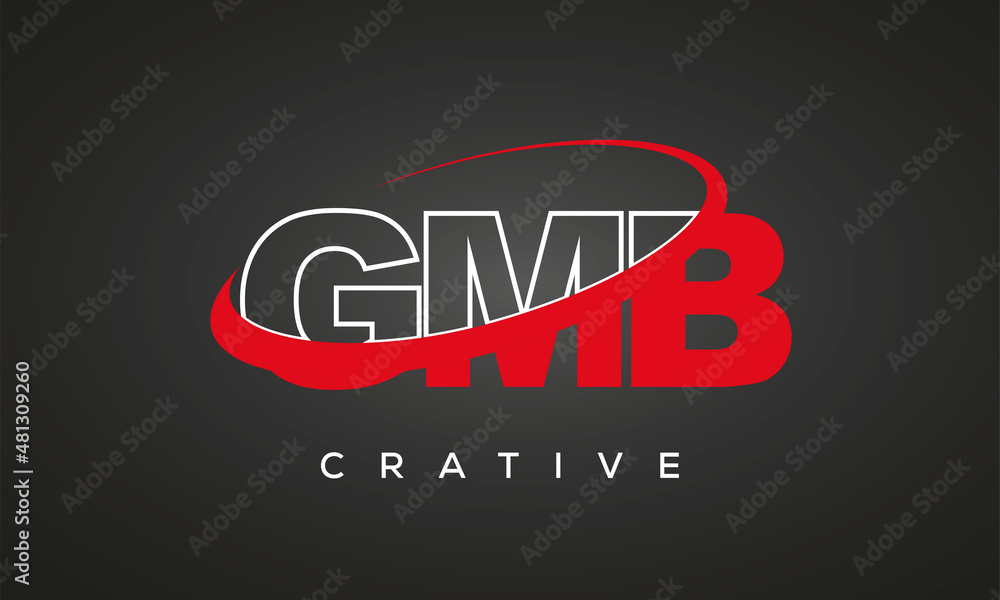 GMB creative letters logo with 360 symbol vector art template design