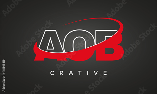 AOB creative letters logo with 360 symbol vector art template design photo