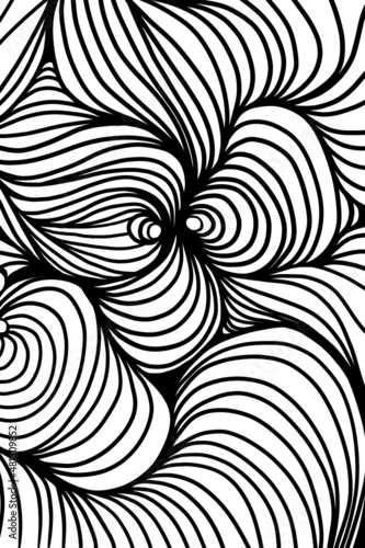 Dirty doodle, bold curved lines illustration. Hand drawn abstract pattern with hand drawn lines, strokes. Coloring book for adults