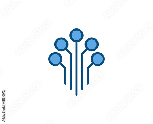 Line Microchip icon isolated on white background. Outline symbol for website design, mobile application, ui. Electronics pictogram. Vector illustration, editorial stroсk. 